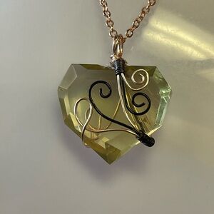 Elegant Heart Citrine Faceted Pendant Necklace